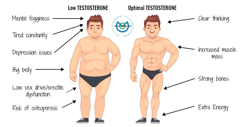 image of two men showing symptoms of low and normal testosterone